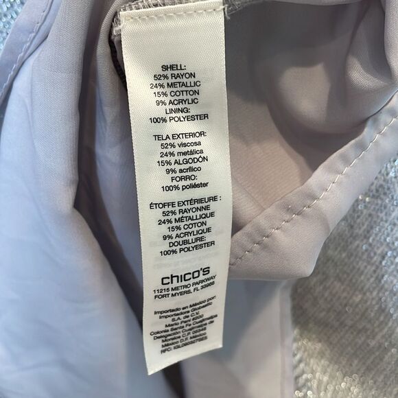 Chico's Silver Metallic Sweater Size Medium - Picture 6 of 8